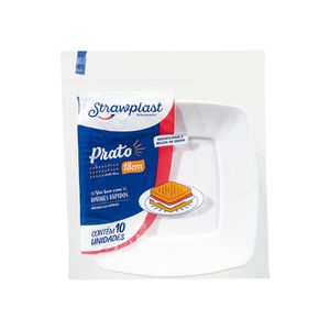 Prato Descartável Branco 18cm PQB18QD Strawplast 10 unidades