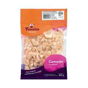 Camarão Congelado Pequeno Cru Descascado 88/264 Famitie 400g