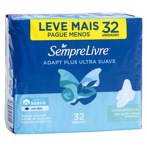 Absorvente Sempre Livre com Abas Adapt Plus Suave 32 unidades