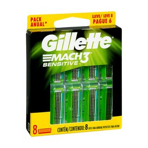 Carga Gillette Mach 3 Sensitive 8 unidades Embalagem Promocional