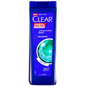 Shampoo Anticaspa Clear Men Limpeza Diária 2 em 1 400ml