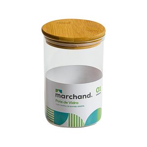 Pote de Vidro Redondo Multiúso com Tampa de Bambu Marchand 650ml