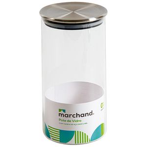 Pote de Vidro Redondo Multiúso com Tampa de Aço Inox Marchand 1,48 Litros