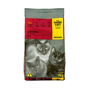 Ração para Gatos Three Cats Adultos Castrados Original Carne 1kg