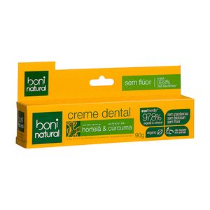 Creme Dental Boni Natural Sem Flúor Hortelã & Cúrcuma 90g