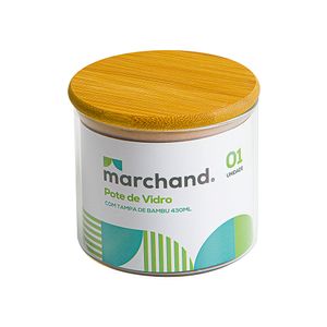 Pote de Vidro Redondo Multiúso com Tampa de Bambu Marchand 430ml