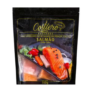 Filé de Salmão Congelado com Pele em Pedaços Costiero 500g