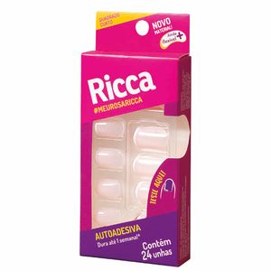 Unhas Postiças Autoadesivas Ricca Francesinha Rosa Quadrado Curto com 24 unhas