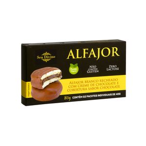 Alfajor Branco com Creme de Chocolate Vegano Seu Divino 2 unidades de 40g