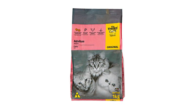 その他 Cats Ração Three Cats Super Premium Frango Gatos Castrados Bola de Pelo