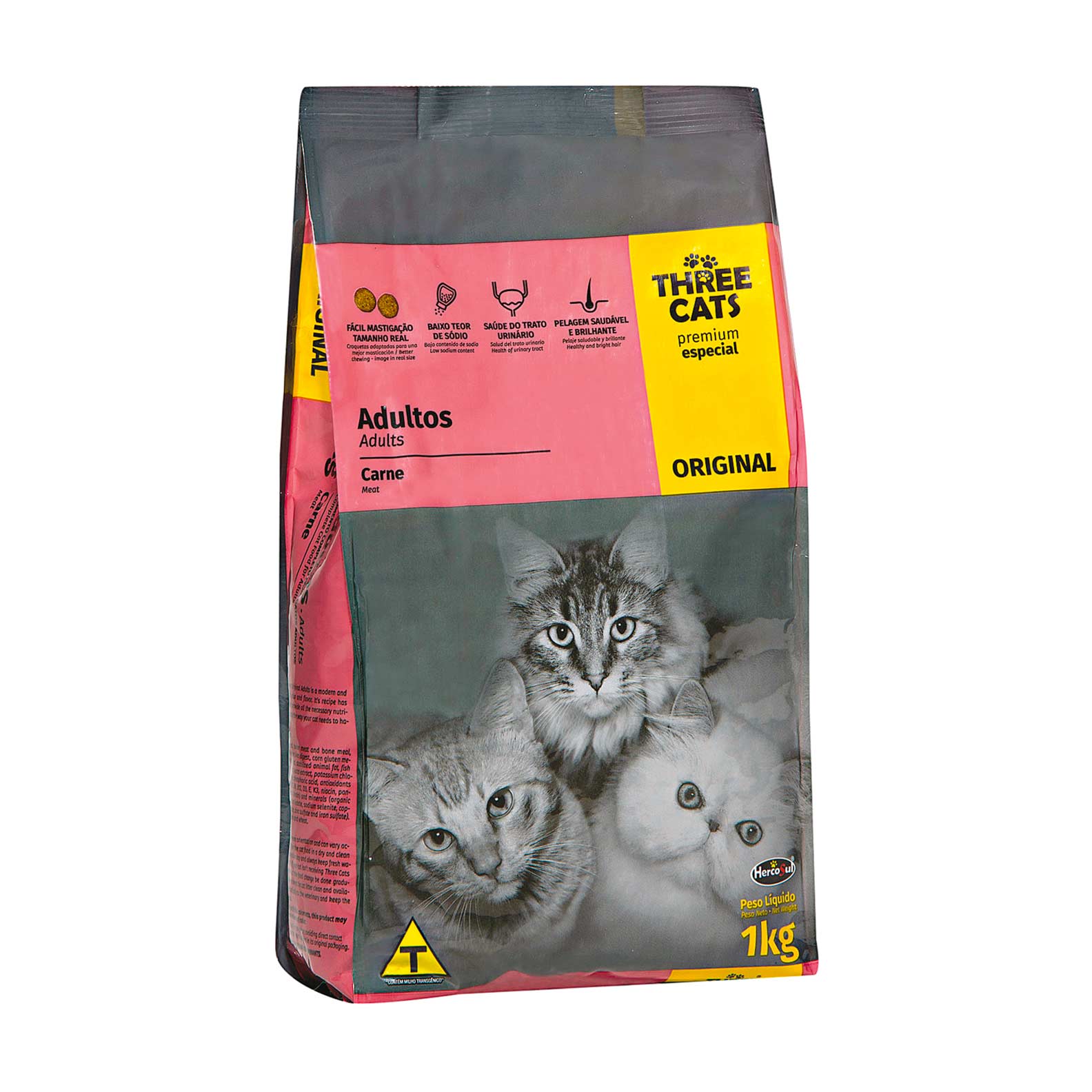 Ração para Gatos Adultos Three Cats Carne - Zaffari