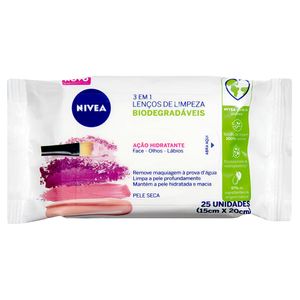 Lenços de Limpeza Facial Demaquilantes Nivea 3 em 1 25 unidades