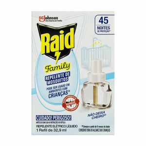 Repelente Elétrico Raid Family 45 Noites Refil 32,9ml