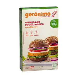 Hambúrguer Vegetal de Grão-de-bico com Alho-poró Congelado Gerônimo 400g