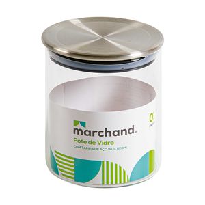 Pote de Vidro Redondo Multiúso com Tampa de Aço Inox Marchand 820ml