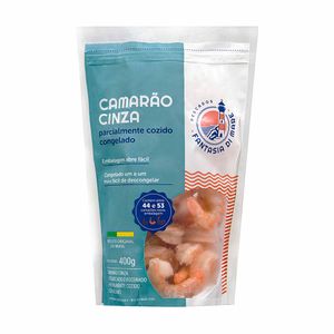 Camarão Congelado Cinza Parcialmente Cozido Descascado Médio 44/53 Fantasia Di Mare 400g