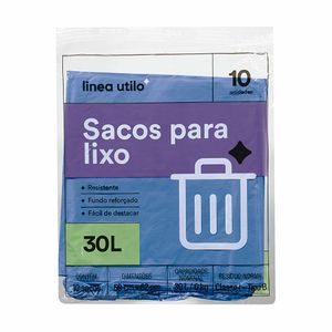 Sacos para Lixo Azul Linea Utilo 30 Litros 10 unidades