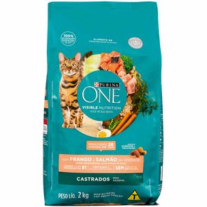 Ração para Gatos Purina One Castrados Frango e Salmão 2kg