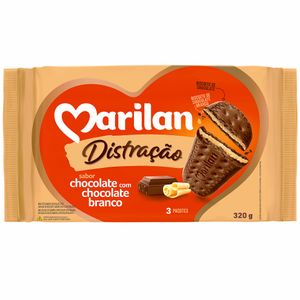 Biscoito Distração Chocolate Preto com Chocolate Branco Marilan 320g