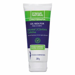 Gel Redutor para o Corpo D'agua Natural Crioterapia Mentol, Cânfora e Cafeína 200g