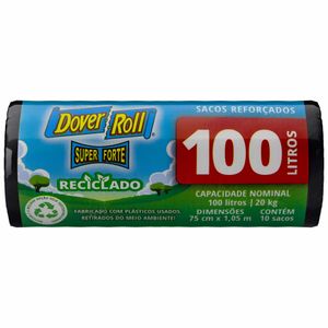 Sacos para Lixo em Rolo Preto Super Forte Reciclado Dover-Roll 100 Litros 10 unidades