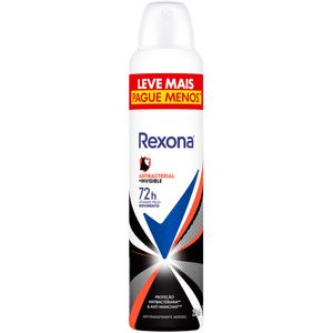 Desodorante Aerossol Antitranspirante Rexona Antibacterial Invisible 250ml Embalagem Promocional