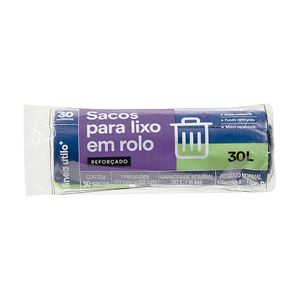 Sacos para Lixo em Rolo Azul Reforçado Linea Utilo 30 Litros 30 unidades