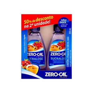 Conjunto com 2 Adoçantes Líquidos Sucralose Zero-Cal 100ml Embalagem Promocional