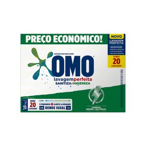 Lava-roupas em Pó Omo Lavagem Perfeita Sanitiza & Higieniza 1,6kg