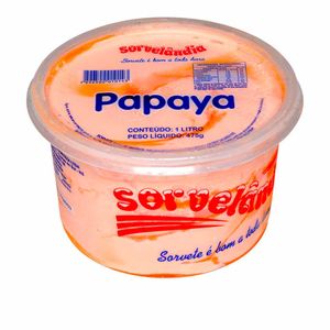 Sorvete de Papaya Sorvelândia 1 Litro