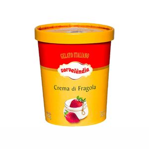 Sorvete Gelato Italiano Crema di Fragola Sorvelândia 950ml