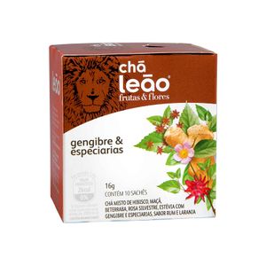 Chá Misto Gengibre & Especiarias Frutas & Flores Leão 10 sachês