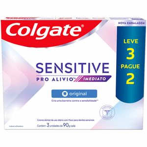 Conjunto com 3 Cremes Dentais Colgate Sensitive Pro-Alívio 90g Embalagem Promocional