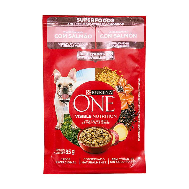 Racao-Umida-para-Caes-Purina-One-Adultos---Filhotes-Salmao-85g-Zaffari-00