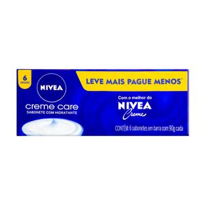 Conjunto com 6 Sabonetes Hidratantes em Barra Nivea Creme Care 90g Embalagem Promocional