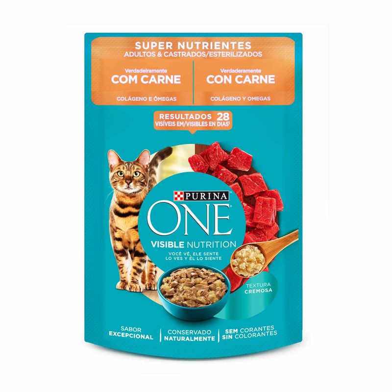 Racao-Umida-para-Gatos-Purina-One-Adultos---Castrados-Carne-85g-Zaffari-00