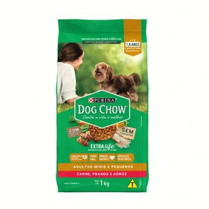 Ração para Cães Dog Chow Purina Adultos Minis e Pequenos Carne, Frango e Arroz 1kg