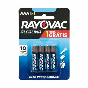 Pilha Alcalina AAA Palito Rayovac 4 unidades