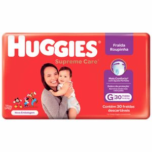 Fraldas Roupinha Huggies Supreme Care G 30 unidades