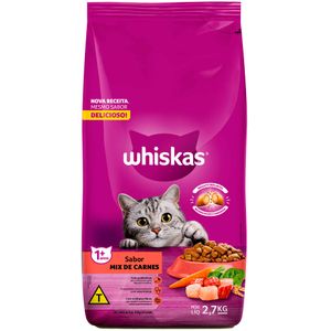 Ração para Gatos Whiskas Adultos Mix de Carnes 2,7kg
