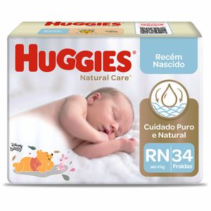 Fraldas Huggies Natural Care Recém-nascidos RN 34 unidades