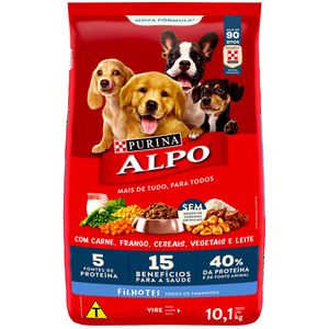 Ração para Cães Alpo Purina Filhotes Carne, Frango, Cereais, Vegetais e Leite 10,1kg