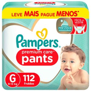 Fraldas Pampers Pants Premium Care G 112 unidades