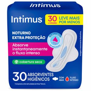 Absorvente Intimus com Abas Noturno Cobertura Seca 30 unidades