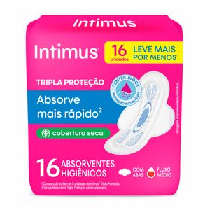 Absorvente Intimus com Abas Tripla Proteção Cobertura Seca com 16 unidades