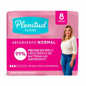 Absorvente Plenitud Femme Normal com Abas 8 unidades