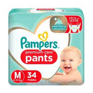 Fraldas Pampers Pants Premium Care M 34 unidades