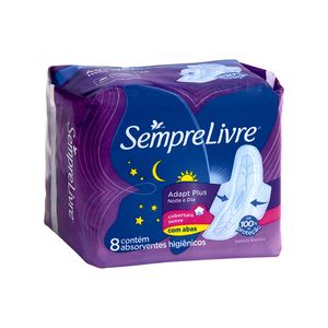 Absorvente Sempre Livre com Abas Adapt Plus Noite e Dia 8 unidades