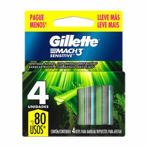 Carga Gillette Mach 3 Sensitive 4 unidades Embalagem Promocional