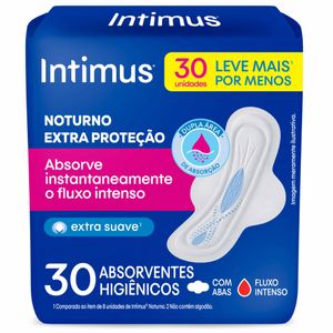 Absorvente Intimus com Abas Noturno Cobertura Suave 30 unidades